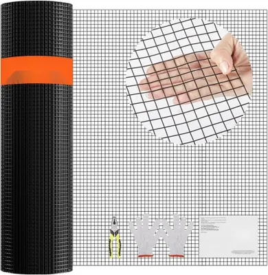 Obrázek produktu pro Drátěné pletivo v roli 910 x 15240 mm - Pozinkovaný drátěný plot o síle 19 mm - Kovové pletivo potažené vinylem pro zábrany kurníků, ohrady pro králíky a hady, ohrady pro drůbež