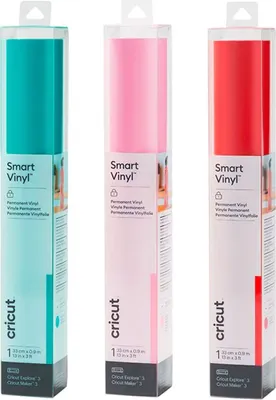 Produktbild von 3 Cricut permanente Vinylfolien 91 x 33 cm - aqua, rot, hellrosa
