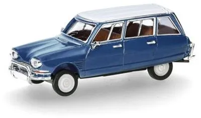 Productafbeelding van Herpa 038959-002 - 1/87 Citroën AMI 6 Break, in de kleur enzianblauw/dak wit - Nieuw