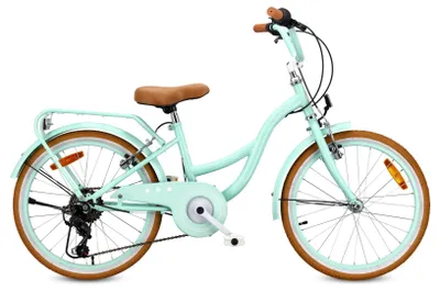 Produktbild von Mädchen fahrrad Kinderfahrrad 20 Zoll Mädchen Shimano 6-Gang 5 6 7 8 Jahre mit Gepäckträger Ständer Retro Flower bike minz