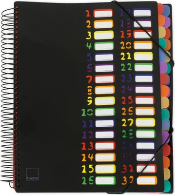 Produktbild von TimeTEX Tisch-Fächermappe 1-32 A4, farbig mit Verschlussgummi