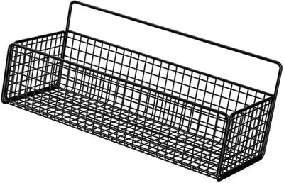 Image de Panier de rangement mural multifonctionnel en fer pour salle de bain et cuisine Noir