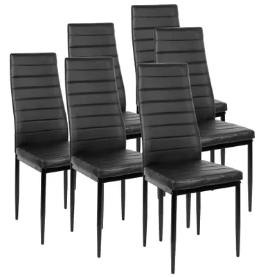 Produktbild von Esszimmerstühle 6er Set,Küchenstuhl Hochlehner Polsterstuhl Kunstleder Schwarz