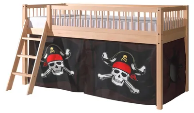 Produktbild von Spielbett >Fagus< in Buche massiv, Textilset Caribian Pirate - 207,5x114x135,5 (BxHxT)