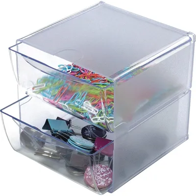 Produktbild von deflecto Organisationsbox Cube, 2 Schubladen, glasklar