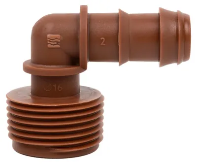 Winkelverbinder 3/4" Außengewinde für Tropfbewässerung, braun