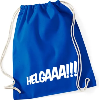 Produktbild von Huuraa Turnbeutel Helgaaa Schriftzug 12 Liter Bright Royal Baumwolle Rucksack Geschenkidee