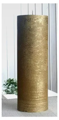 Produktbild von Rustikale Stumpenkerze, 30 x 10 cm Ø, Gold-metallic