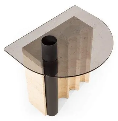 Produktbild von Beistelltisch mit Glasplatte in Beige Farbe Modern Wohnzimmer Neuheit