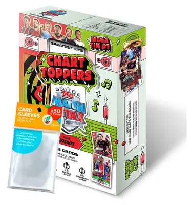 Image de Lot comprenant des cartes de collection UCC Match Attax Champions League 2026/27 : 1 boîte Mega (sélection aléatoire) + pochettes de rangement exclusives