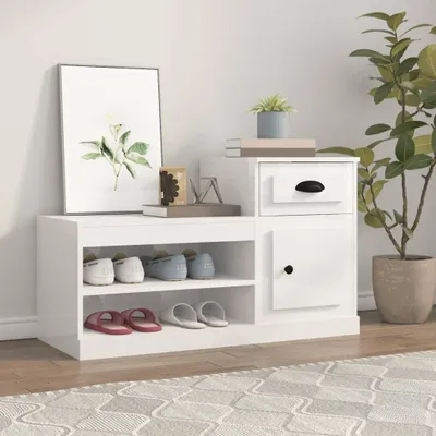 Produktbild von Schuhschrank Hochglanz-Weiß 100x42x60 cm Holzwerkstoff , Schuhregale Design 2024