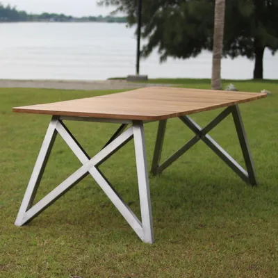 Produktbild von Teako Design Esstisch Benedetto Teakholz Edelstahl 180x100x76 cm