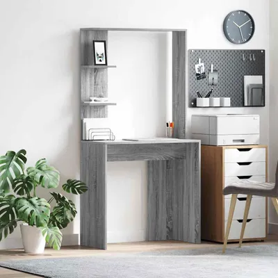 Image de Bureau exclusif - Structure en panneaux de particules imitation bois Sonoma gris, dimensions : 78,5 x 37 x 154,5 cm