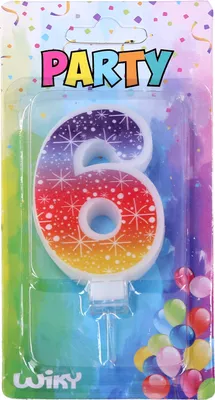 Obrázok produktu pre Párty sviečka číslo 6 Hviezdičky