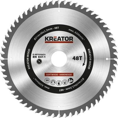 Produktbild von Kreator 216x30x2.2 Mm 48t Holzkreissägescheibe Silber Silber One Size
