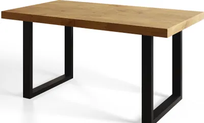 Obrázek produktu pro Průmyslový jídelní stůl LOFT-U, velikost: 160X90X77 cm, barva stolu v obývacím pokoji: LANCELOT, s kovovými nohami v černé barvě