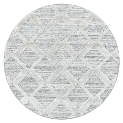 Produktbild von Teppich Wohnzimmer Hochflor Grau 200x200 Rund Boho-Design