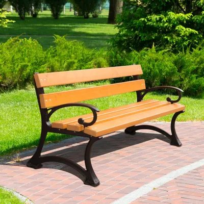 Immagine prodotto di REKORD Gdanska BIS Tek 170 cm Panchina da giardino a 3-4 posti in legno massello di pino e ghisa  Robusta panchina da parco resistente alle intemperie per giardino e terrazza