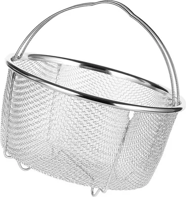 Image de Panier à vapeur en maille Acier inoxydable Poignées confortables Panier à vapeur résistant à la chaleur pour la cuisine 18x18cm