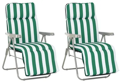 Productafbeelding van Tuinstoelen, set van 2, opvouwbaar met kussens, 60 x 75 x 102 cm, staal, groen en wit