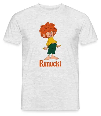 Produktbild von Spreadshirt Pumuckl Freche Pose & Verschmitztes Lächeln Männer T-Shirt, XXL, Grau meliert