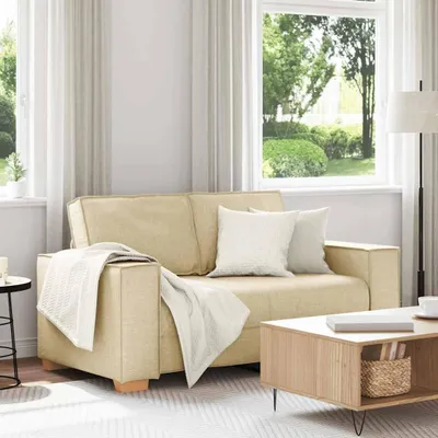 Produktbild von 2-Sitzer Sofa Creme 120 cm Stoff, Schlafsofas DesignMöbel Neu