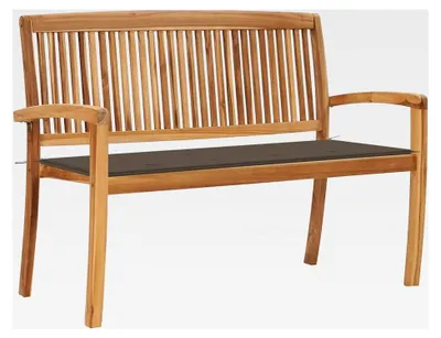 Produktbild von Stapelbare Gartenbank mit Auflage 128,5 cm aus Teakholz