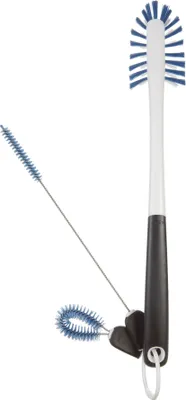 Image de OXO 1329080MLNYK Kit de nettoyage pour bouteilles de boissons, blanc/noir/bleu (1 kit)