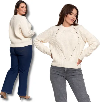 Productafbeelding van Warme damessweater, geribbeld gebreid, elegant, klassiek, merk MORAJ, maat L/XL