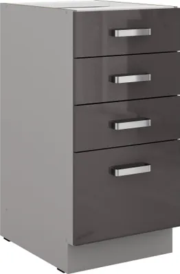 Produktbild von Küchen Unterschrank 40 Hochglanz Grau Küchenzeile Küchenblock Küche Grey Bianca