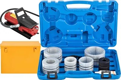 Produktbild von Hydraulischer Auspuffrohr-Aufweiter von SucceBuy, Größe 1-5/8" bis 4-1/4". 10 T Pedalpumpe, 4 Matrizen. 2 Aufbewahrungskoffer. Für Kupfer- und Aluminiumrohre bei der Autoreparatur.