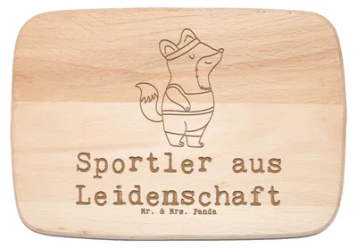 Produktbild von Mr. & Mrs. Panda Holzbrett Sportler Leidenschaft - Transparent - Geschenk, schneidbrett, Frühstücksbrett, Küchenbrett, Schneidebrett, Frühstücksbrettchen