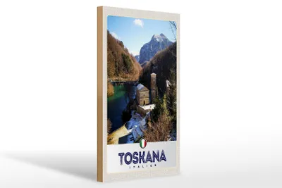 Produktbild von Holzschild Reise 20x30cm Toskana Italien Architektur Berge