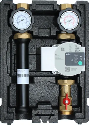 Produktbild von EcoMix Heizkreispumpengruppe direkt mit Kugelhahn und Wilo Para 25/6 Hocheffizienzpumpe