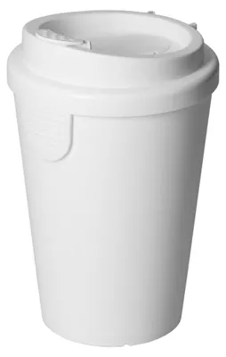 Produktbild von Trinkbecher 0,4 Liter Weiß mit aufsteckbarem Deckel, auslaufsicher, für warme Getränke und unterwegs