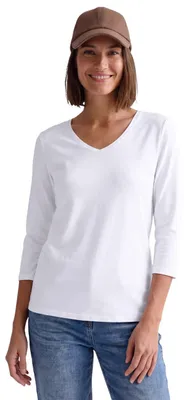 Produktbild von Cecil Damen 3/4-Arm Shirt in Unifarbe mit V-Neck