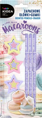 Produktbild von Set von 3 Bleistifte und 3 Radiergummis duftende Macarons Kidea