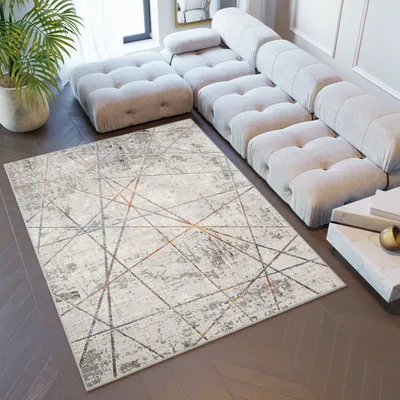 Produktbild von Teppich Kurzflor Wohnzimmer Schlafzimmer Grau Modern Meliert Design Vintage  80 x 150 cm