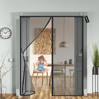 Produktbild von Famanu Fliegengitter Tür Insektenschutz 165 x 210 cm - Schwarz