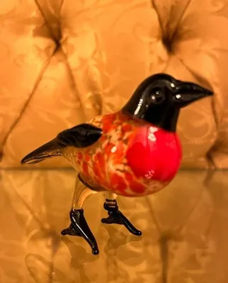 Immagine prodotto di Casa Padrino figura in vetro uccello chickadee - figura decorativa colorata in vetro - figura scultura decorazione regalo