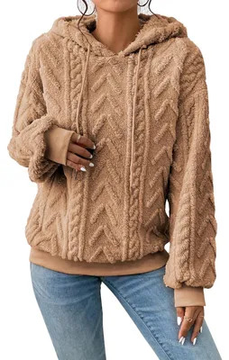 Zdjęcie produktu dla Damska bluza z kapturem, polarowa, oversize - swobodna, ciepła bluza dresowa