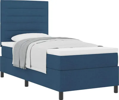 Produktbild von Boxspringbett mit Matratze mit Kopfteil Blau 90 x 200 cm Stoff