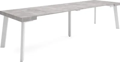Produktbild von Ausziehbarertisch, 302x90x73cm, Für 14 Gäste, Hölzerne Beine, Zementgrau