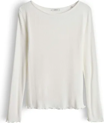 Produktbild von Opus Damen Langarmshirt Suzzo Rundhalsausschnitt Weiß Rippenstrick Größe 40