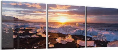 Produktbild von DEQORI Glasbild Echtglas 3x50x50 cm 'Diamantstrand' Wandbilder XXL groß