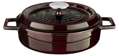 Produktbild von LAVA Premium emaillierter Gusseisentopf mit Aromadeckel, Ø 24 cm, 2,47 L, für Induktion & Backofen, Majolika-Glanz, Violett