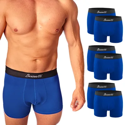 Produktbild von Benonetti Herren Boxershorts, atmungsaktive Baumwollunterwäsche mit Komfortbund, Bequem & langlebig, kein Aufrollen (6er Set, Blau, XXL)