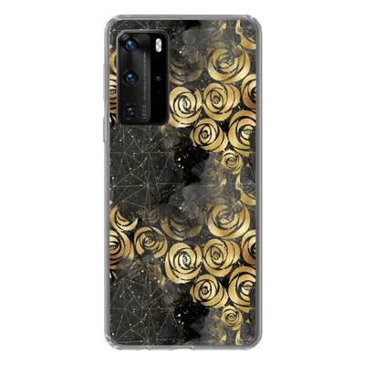 Produktbild von MuchoWow® Handyhülle Schutzhülle Hülle für Huawei P40 Pro Marmor - Gold - Rose - Muster Silikon Softcase Handy Hülle - Schutz