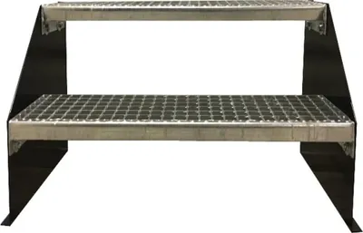 Produktbild von 2 Stufen Standtreppe Modell 1 Treppe Stahltreppe freistehend Breite 110 cm Höhe 42 cm Anthrazit ohne Geländer