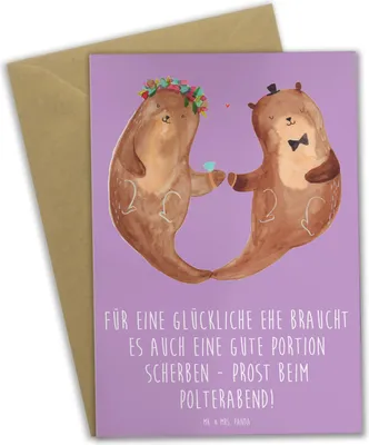 Produktbild von Mr. & Mrs. Panda Grußkarte Scherben Polterabend - Lavendeltraum - Geschenk, Grußkarten, Vorfreude, Heiraten, unvergessliches Erlebnis, weihnachtskarten, osterkarten